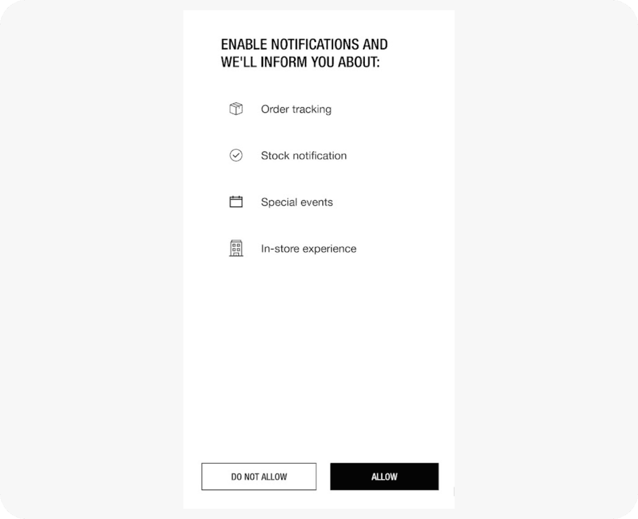 Opt-in in-app message